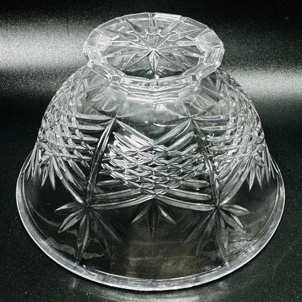 Towle Full Lead Crystal Austria Footed Dessert Bowls Set of 2 Star Fan Pattern